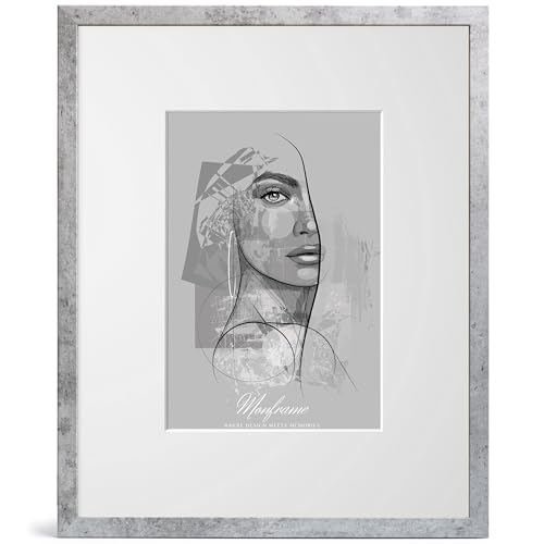 NB Akzent Bilderrahmen Beton-Optik mit Passepartout 33x48 cm - Rahmengröße 40x55 cm - Chloe 20 mm MDF Holzrahmen - Acrylglas von NB Akzent