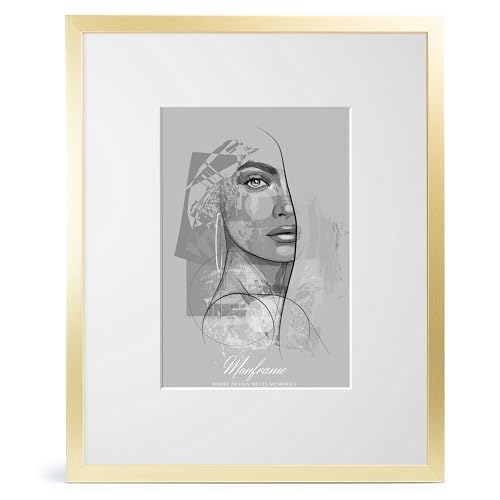 NB Akzent Bilderrahmen Gold mit Passepartout 42x59,4 cm DIN A2 - Rahmengröße 50x70 cm - Chloe 20 mm MDF Holzrahmen - Acrylglas von NB Akzent