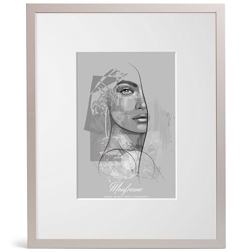 NB Akzent Bilderrahmen Grau mit Passepartout 30x42 cm - Rahmengröße 38x50 cm - Chloe 20 mm MDF Holzrahmen - Acrylglas von NB Akzent
