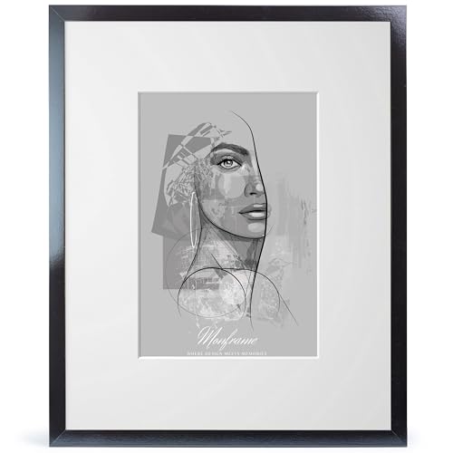 NB Akzent Bilderrahmen Schwarz Glanz mit Passepartout 30x60 cm - Rahmengröße 40x70 cm - Chloe 20 mm MDF Holzrahmen - Acrylglas von NB Akzent