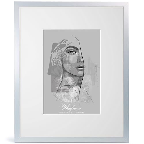 NB Akzent Bilderrahmen Silber mit Passepartout 35x50 cm - Rahmengröße 45x60 cm - Chloe 20 mm MDF Holzrahmen - Acrylglas NB Akzent Bilderrahmen Silber mit Passepartout 35x50 cm - Rahmengröße 45x60 cm - Chloe 20 mm MDF Holzrahmen - Acrylglas von NB Akzent