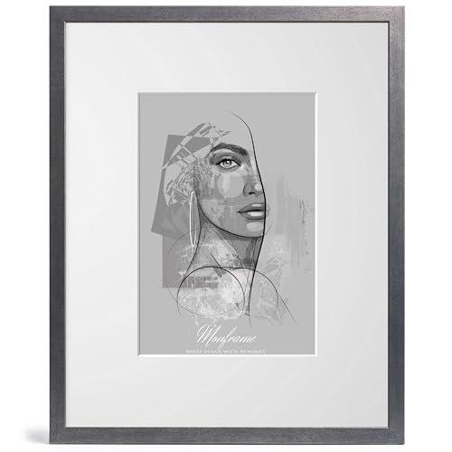 NB Akzent Bilderrahmen Stahl mit Passepartout 21x29,7 cm DIN A4 - Rahmengröße 30x40 cm - Chloe 20 mm MDF Holzrahmen - Acrylglas von NB Akzent