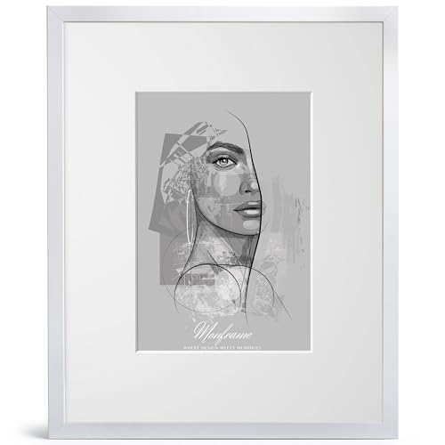 NB Akzent Bilderrahmen Weiß Glanz mit Passepartout 21x29,7 cm DIN A4 - Rahmengröße 30x40 cm - Chloe 20 mm MDF Holzrahmen - Acrylglas von NB Akzent