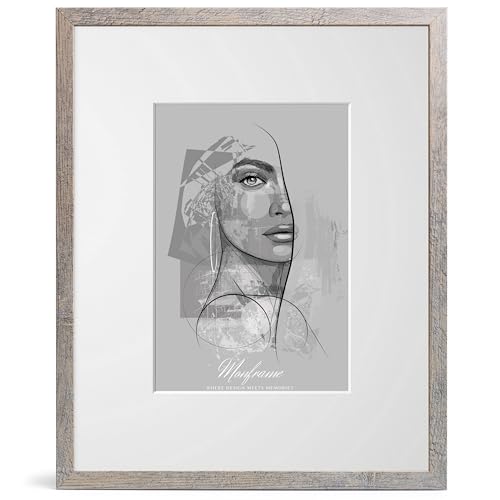NB Akzent Bilderrahmen Wildeiche Holzoptik mit Passepartout 40x50 cm - Rahmengröße 50x60 cm - Chloe 20 mm MDF Holzrahmen - Acrylglas von NB Akzent