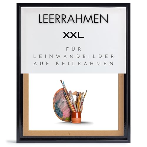 NB Akzent Schattenfugenrahmen XXL 100x150 cm - Schwarz Glanz – Leerrahmen mit Tiefeneffekt aus MDF Holz in zerlegter Form – für Leinwandbilder auf Keilrahmen von NB Akzent