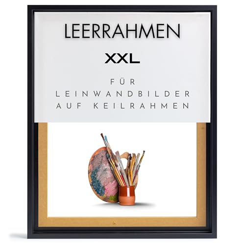 NB Akzent Schattenfugenrahmen XXL 120x120 cm - Schwarz – Leerrahmen mit Tiefeneffekt aus MDF Holz in zerlegter Form – für Leinwandbilder auf Keilrahmen von NB Akzent