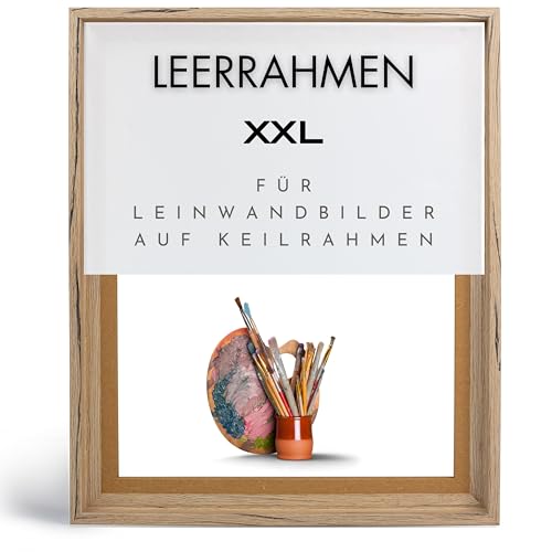 NB Akzent Schattenfugenrahmen XXL 60x140 cm - Eiche Schwarz gemasert – Leerrahmen mit Tiefeneffekt aus MDF Holz in zerlegter Form – für Leinwandbilder auf Keilrahmen von NB Akzent