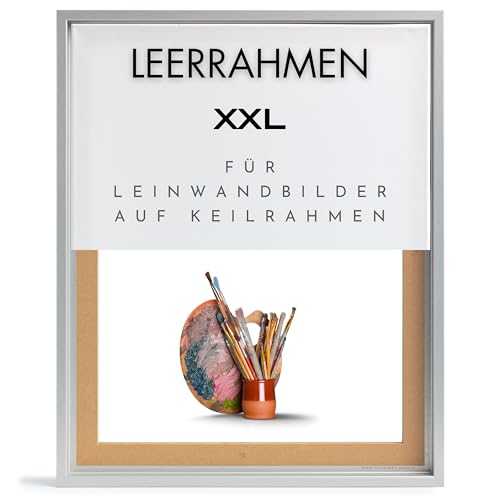 NB Akzent Schattenfugenrahmen XXL 70x140 cm - Silber – Leerrahmen mit Tiefeneffekt aus MDF Holz in zerlegter Form – für Leinwandbilder auf Keilrahmen von NB Akzent