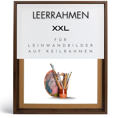 NB Akzent Schattenfugenrahmen XXL 75x150 cm - Walnuss – Leerrahmen mit Tiefeneffekt aus MDF Holz in zerlegter Form – für Leinwandbilder auf Keilrahmen von NB Akzent