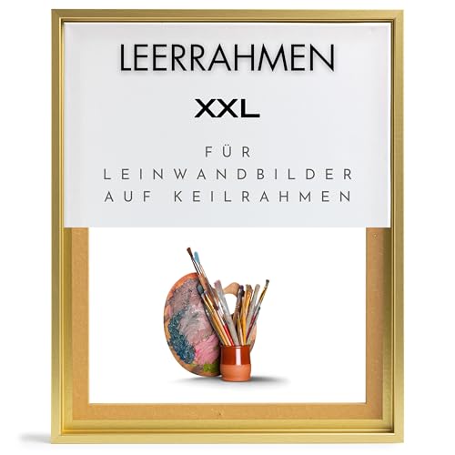 NB Akzent Schattenfugenrahmen XXL 80x80 cm - Gold – Leerrahmen mit Tiefeneffekt aus MDF Holz in zerlegter Form – für Leinwandbilder auf Keilrahmen von NB Akzent