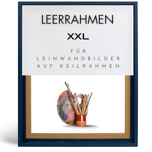 NB Akzent Schattenfugenrahmen XXL 80x80 cm - Marineblau – Leerrahmen mit Tiefeneffekt aus MDF Holz in zerlegter Form – für Leinwandbilder auf Keilrahmen von NB Akzent