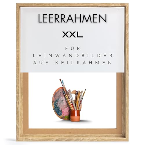 NB Akzent Schattenfugenrahmen XXL 80x80 cm - Sonoma Eiche - Leerrahmen mit Tiefeneffekt aus MDF Holz in zerlegter Form – für Leinwandbilder auf Keilrahmen von NB Akzent