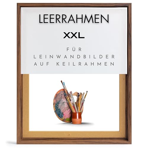 NB Akzent Schattenfugenrahmen XXL 90x120 cm - Nussbaum – Leerrahmen mit Tiefeneffekt aus MDF Holz in zerlegter Form – für Leinwandbilder auf Keilrahmen von NB Akzent