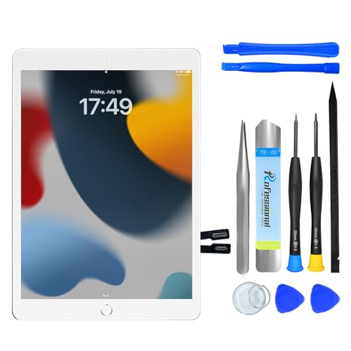 NB+ Touchscreen Digitizer für iPad 9 Display 10,2 Zoll, iPad 2021(A2602 A2603 A2604 A2605) Generation,mit Werkzeug Set, mit Vorab klebender(Weiß) von NB+
