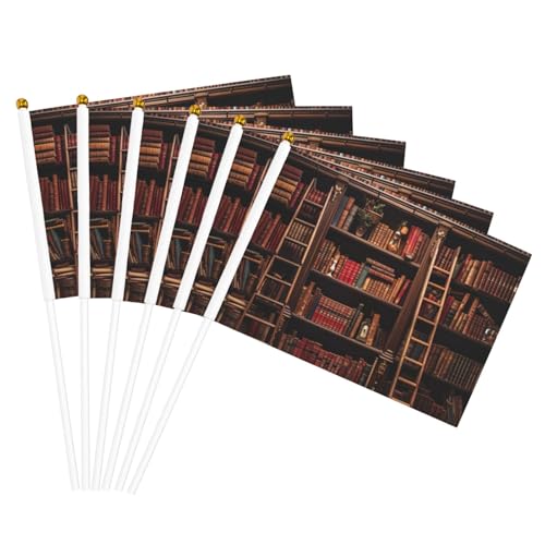 Bibliotheks-Bücherregal-Druck, Handflagge, leicht, Parade, Heimdekoration, Veranstaltungen, vielseitig einsetzbar von NBAGHPQ