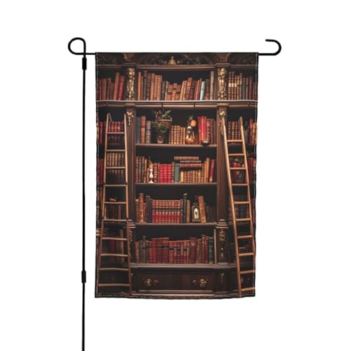 Bibliotheks-Bücherregal-Druck, verschiedene Flaggen, Gartenflagge, Outdoor-Flagge, Hofdekoration für Terrasse, Veranda oder Rasenflagge von NBAGHPQ
