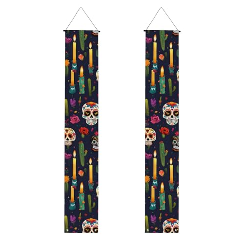 Bunte Blumenschädel, Gitarren-Druck, Banner, Dekoration, festliches Ambiente, für jeden Anlass, drinnen und draußen, Tür, Veranda, mehr von NBAGHPQ