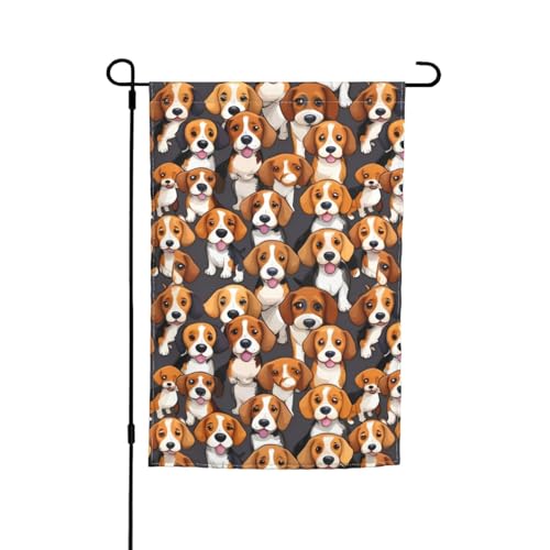 Cartoon-Beagle-Hunde-Druck, verschiedene Flaggen, Gartenflagge, Outdoor-Flagge, Hofdekoration für Terrasse, Veranda oder Rasenflagge von NBAGHPQ