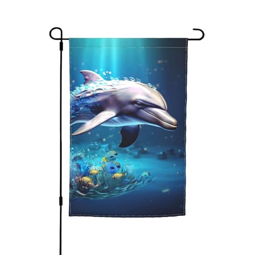 Einzigartige 3D-Tier-Delfin-Druck, verschiedene Flaggen, Gartenflagge, Outdoor-Flagge, Hof-Dekoration für Terrasse, Veranda oder Rasenflagge von NBAGHPQ