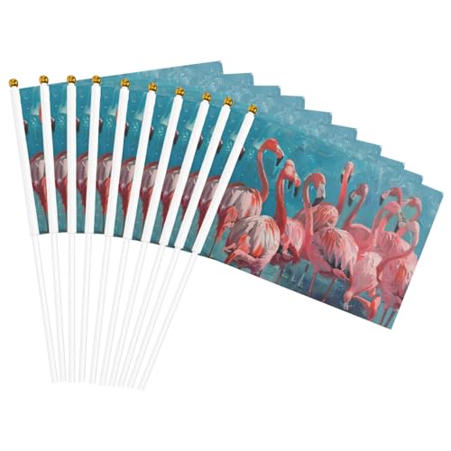 Flamingo-Druck, Handflagge, leicht, Parade, Heimdekoration, Events, vielseitig einsetzbar von NBAGHPQ
