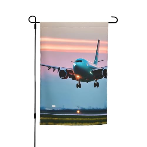Flugzeug am Abend Lichter drucken verschiedene Flaggen Gartenflagge Outdoor Flagge Hofdekoration für Terrasse Veranda oder Rasen Flagge von NBAGHPQ