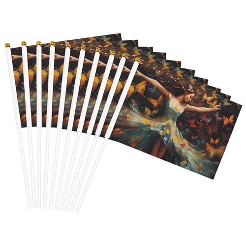 Girl Dance Schmetterling Druck Facilitation Handheld Flagge Leichte Parade Home Decor Events Vielseitige Verwendung von NBAGHPQ