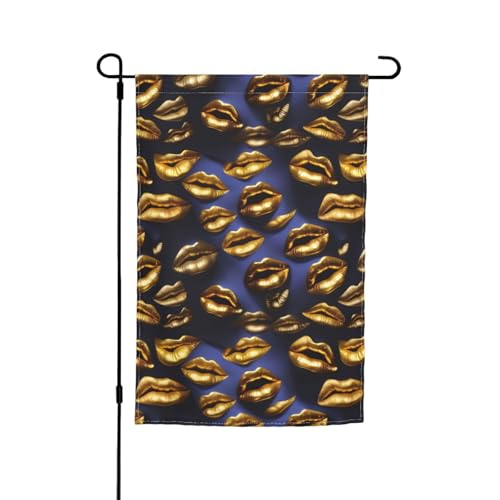 Goldene Lippen-Druck, verschiedene Flaggen, Gartenflagge, Outdoor-Flagge, Hofdekoration für Terrasse, Veranda oder Rasenflagge von NBAGHPQ