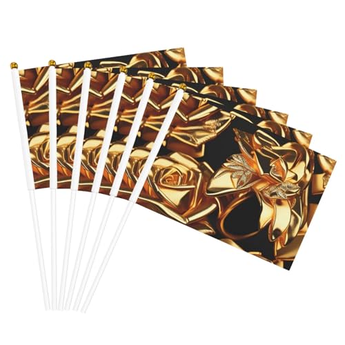Goldene Rose Muster Druck Facilitation Handheld Flagge Leichte Parade Home Decor Events Vielseitige Verwendung von NBAGHPQ