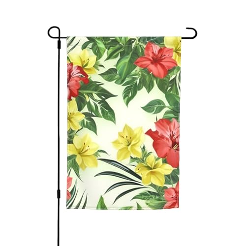 Hojas Tropicales Y-Flores-Druck, verschiedene Flaggen, Gartenflagge, Outdoor-Flagge, Hof-Dekoration für Terrasse, Veranda oder Rasenflagge von NBAGHPQ