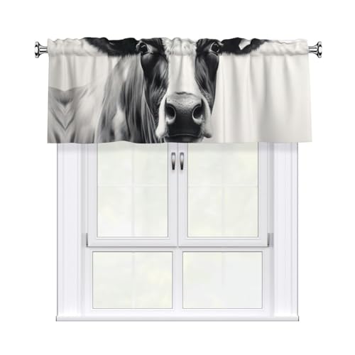 NBAGHPQ Stilvoller Vorhang, Kuh in Schwarz-Weiß, 137 x 45 cm, Fensterdekoration für Küche und Badezimmer NBAGHPQ Stilvoller Vorhang, Kuh in Schwarz-Weiß, 137 x 45 cm, Fensterdekoration für Küche und Badezimmer von NBAGHPQ