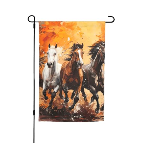Pferde laufender Kunstdruck, verschiedene Flaggen, Gartenflagge, Outdoor-Flagge, Hofdekoration für Terrasse, Veranda oder Rasenflagge von NBAGHPQ