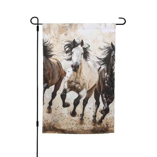 Pferde laufender Kunstdruck, verschiedene Flaggen, Gartenflagge, Outdoor-Flagge, Hofdekoration für Terrasse, Veranda oder Rasenflagge von NBAGHPQ