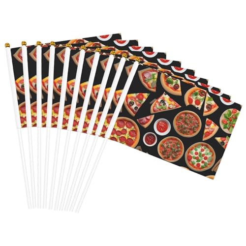 Pizza-3D-Druck, Handflagge, leicht, Parade, Heimdekoration, Events, vielseitig einsetzbar von NBAGHPQ