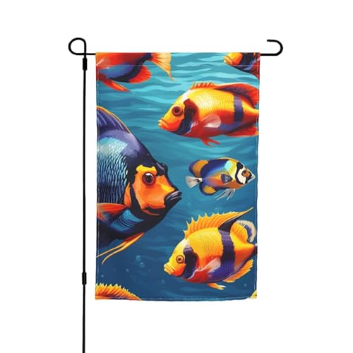 Tropische Fische, verschiedene Flaggen, Gartenflagge, Outdoor-Flagge, Hofdekoration für Terrasse, Veranda oder Rasenflagge von NBAGHPQ