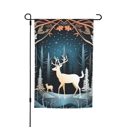 Weihnachtsbaum-Hirsch-Druck, verschiedene Flaggen, Gartenflagge, Outdoor-Flagge, Hofdekoration für Terrasse, Veranda oder Rasenflagge von NBAGHPQ
