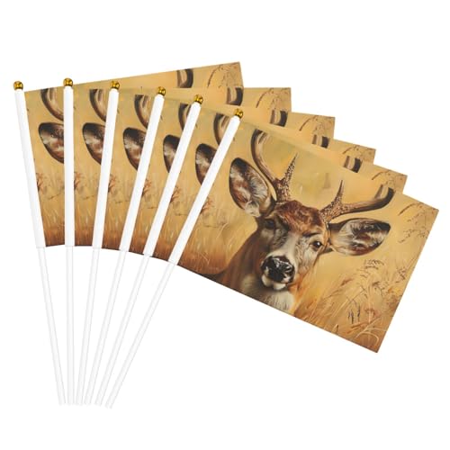 Wilder Hirsch-Druck, Handflagge, leicht, Parade, Heimdekoration, Events, vielseitig einsetzbar von NBAGHPQ