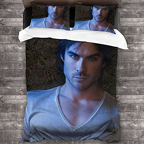 NBAOBAO The Vampire Diaries Bettwäsche-Set,The Vampire Diaries Bettbezug-Set,3D-Digitaldruck,Flauschig und weich,Warm und gemütlich,Bettwäsche (Vampire-2, 135X200cm+50x75cmx2) von NBAOBAO