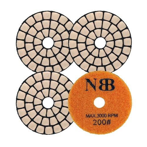 NBB Diamant-Polierscheiben 50mm/2″ Renovierungsscheibe Diamantschleif-Pad Diamantpolierkissen zum Polieren trocken & nass Granit Marmor Stein Keramik mit Nylonrückseite gute Oberfläche (200#, 4) von NBB