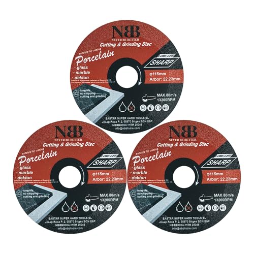 NBB Geschweißte Diamantscheibe, Diamantsäge, Schneiden und Schleifen, 3-in-1, zum Schleifen und Schneiden von Granit, Marmor, Fliesen, Keramik, Porzellan, Stein (Durchmesser: 115 mm, 3) von NBB