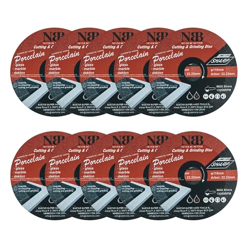 NBB Diamantscheibe Diamantklingen vakuumgelötet Säge- & Schleif-3-in-1 Schneiden und Schleifen in Granit Marmor Fliesen Keramik Naturstein Metall, Fiberglas für Winkelschleifer (115mm, 10 Stück) von NBB