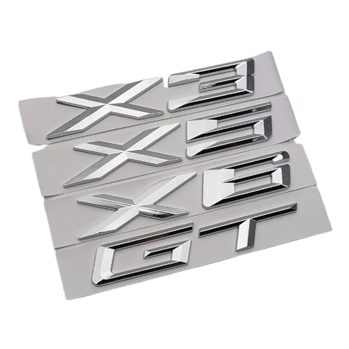 NBCNZCTSAS 3D ABS Chrom Logo X3 X5 X6 GT Emblem Auto Abzeichen Stamm Aufkleber Fit for BMW X5 E70 E53 F15 G05 X3 X5 X6 GT Stikcer Zubehör(X6) von NBCNZCTSAS