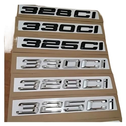 NBCNZCTSAS 3D ABS Schwarz Chrom Auto Buchstaben Fit for BMW 325ci 328ci 330ci Logo Schriftzug Emblem Abzeichen Aufkleber Zubehör(Glossy Black,330ci) von NBCNZCTSAS