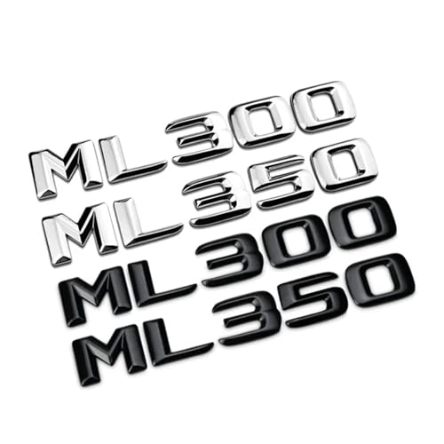 NBCNZCTSAS 3D ABS Schwarz Chrom Auto Buchstaben Stamm Emblem Abzeichen Fit for Mercedes Benz ML250 ML270 ML300 ML320 ML 350 500 Logo Aufkleber Zubehör(Convex Glossy Silver,ML500) von NBCNZCTSAS