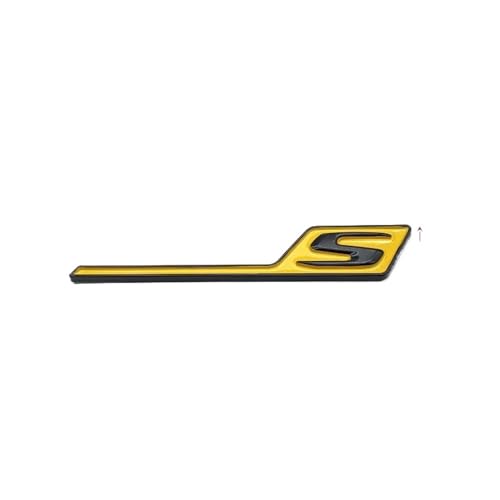 NBCNZCTSAS ABS S-Abzeichen-Emblem-Kofferraumaufkleber passend for Mercedes Benz AMG S AMG E63S C63S GLC63S GLE63S GLS63S GTS GT43S GTR GT53 GT50 CLA45S(Black Yellow Big) von NBCNZCTSAS