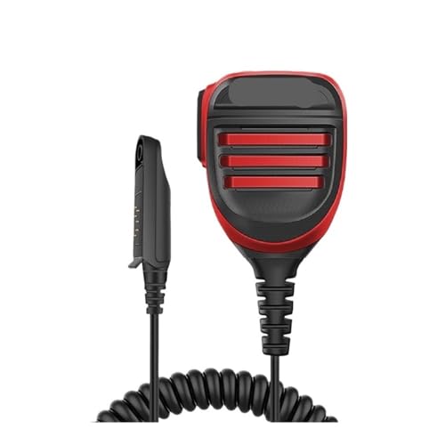 NBCNZCTSAS Passend for Baofeng-Mikrofon UV68 Pro Max V2 Walkie Talkie, wasserdichtes PTT-Lautsprechermikrofon, passend for UV9R Pro UV S22 Pro V2 BF 9700 GT 3WP Ham Radio(Dual PTT-Mic-Red) von NBCNZCTSAS