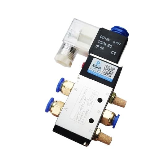 4V210-08 Pneumatisches Zylinderventil Elektrische Magnetventile 5-Wege-2-Positionssteuerung Luft-Gas-Magnetventil 12 V 24 V 220 V(With 6mm fittings,AC220V) von NBDUGQ