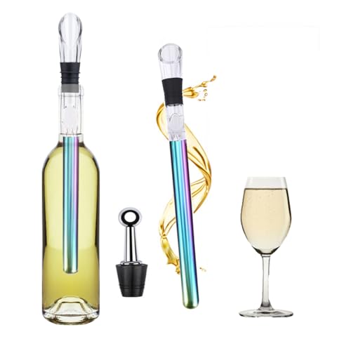 NBFBA Weinkühlstab, 3 in 1 Weinkühler Stab Edelstahl Set, 3 Minuten zum Abkühlen, Enthält Praktischen Acryl Ausgießer und zuverlässigen Verschlussstopfen, Blau von NBFBA