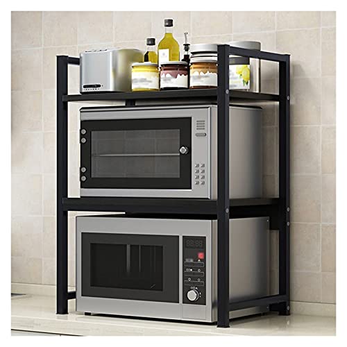 NBHDEK Mikrowellen-Ofen-Regal, Mikrowellen-Ofen-Regal, Küchenarbeitsplatte, Mikrowellen-Ofen-Regal, 3-stufiges Regal für Toaster, Küchen-Gewürzregal, schwar von NBHDEK