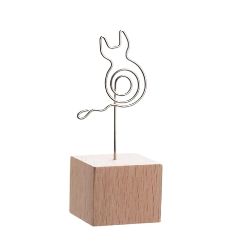 Fotohalter Tisch 1PC 4CM Creative Round Wooden Note Picture Frame Clip Table Number Wedding Photo Holder Photo Clip Memo Name Card Pendant Holder (Color : Silver 001) von NBHDWF