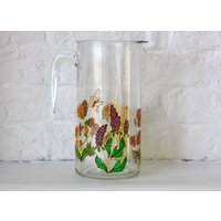 Saftkaraffe Mit Wildblumen Handbemalt, Wasserkrug Feldblumen, Limonadenglas Mohnblumen, Kamille, Klee von NBHandicraft